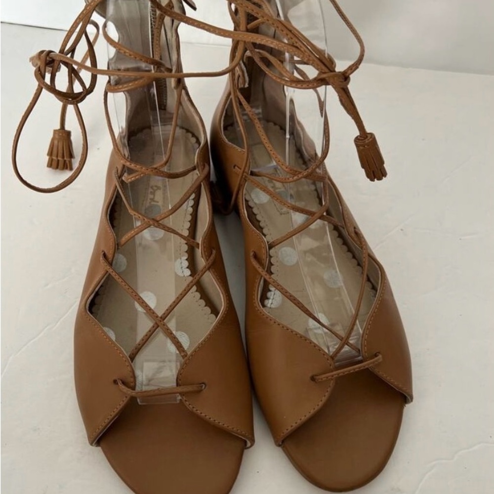 Boden Women's Leather Tasseled Strappy Gladiator Sandal Flat Comfort Brown SZ 38 - Picture 3 of 9
